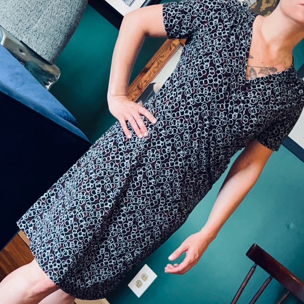 Stretchy Black and White Patterned Dress